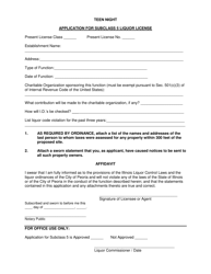Application for Subclass 5 Liquor License - Teen Night - City of Peoria, Illinois