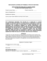 Application for Subclass 10 Liquor License - Restaurants Catering off Premise at Private Functions - City of Peoria, Illinois