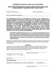 Document preview: Application for Subclass 12 Liquor License - Supermarket Grocery Store With a Restaurant - City of Peoria, Illinois