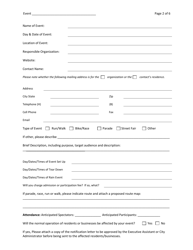 Special Event Permit Application - Grove City, Ohio, Page 2