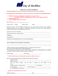 Document preview: Special Event Permit - City of McAllen, Texas