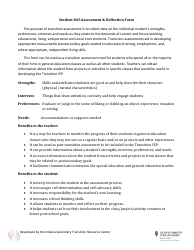 Student Self-assessment &amp; Reflections Form - Indiana Secondary Transition Resource Center, Page 2