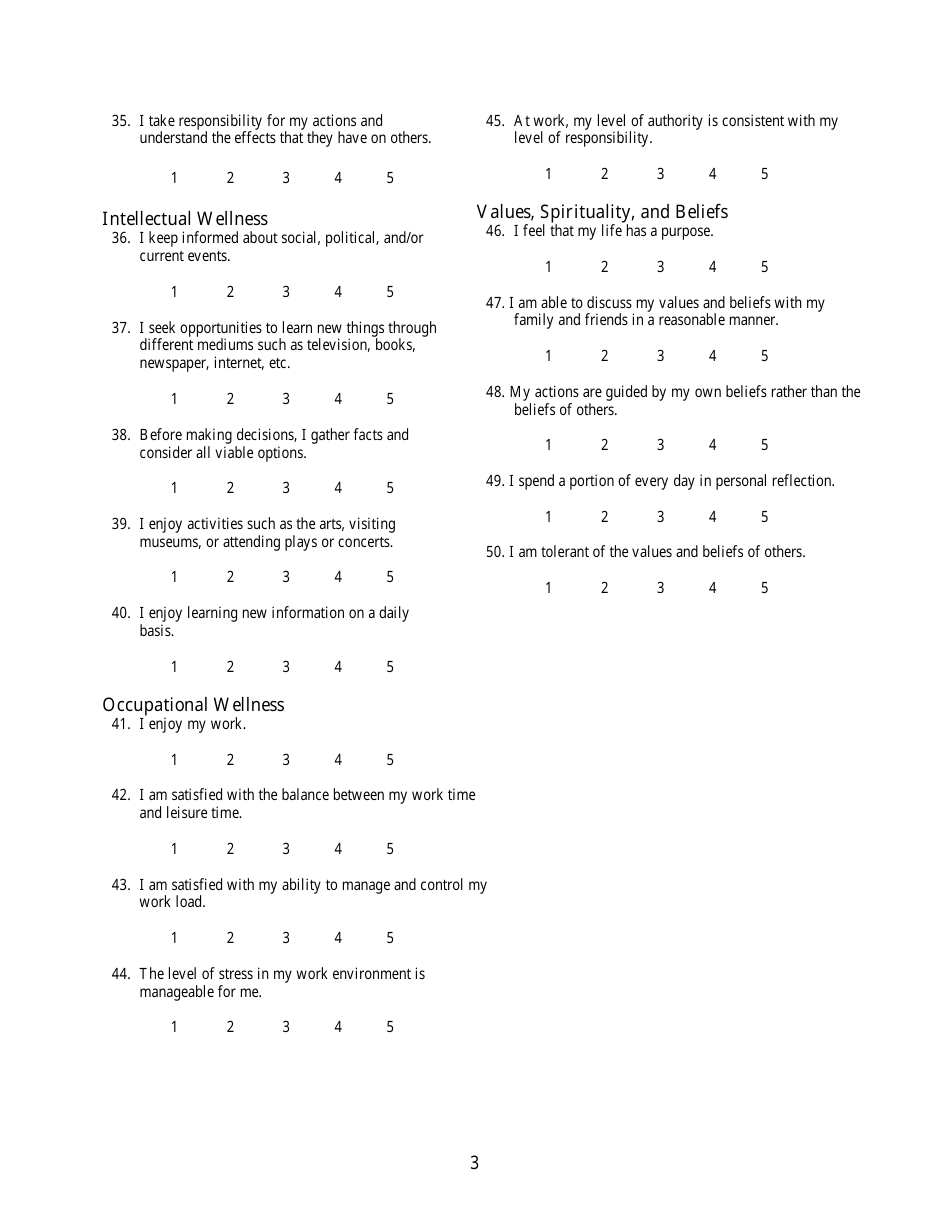 Sample Health Risk Assessment (HRA) Form, Page 3