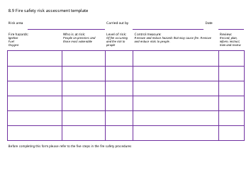 Document preview: Fire Safety Risk Assessment Template