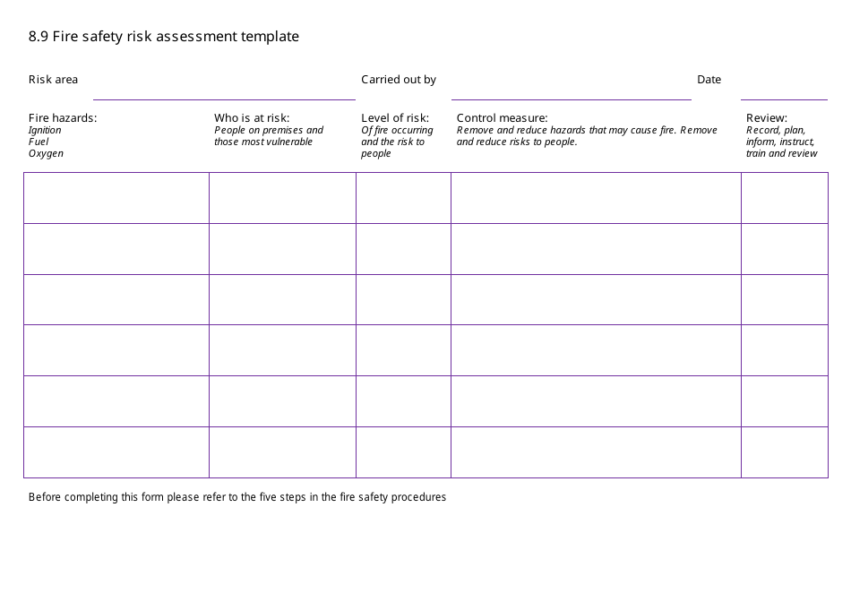 Fire Safety Risk Assessment Template Download Printable PDF ...