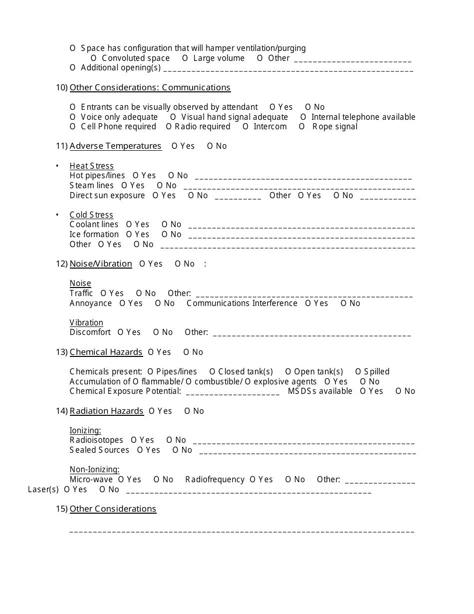 Confined Space Hazard Assessment Form - University of Guelph, Page 3
