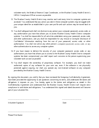 Medical Reserve Corps Volunteer HIPAA Confidentiality Agreement Form - Washoe County, Nevada, Page 4
