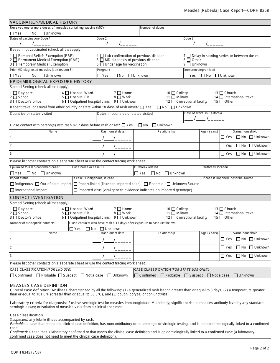 Form CDPH8345 - Fill Out, Sign Online and Download Printable PDF ...