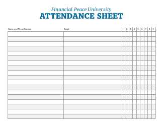 Document preview: Attendance Sheet Template - Financial Peace University