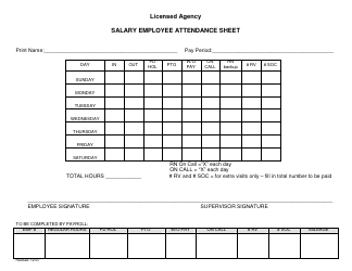 Document preview: Salary Employee Attendance Sheet