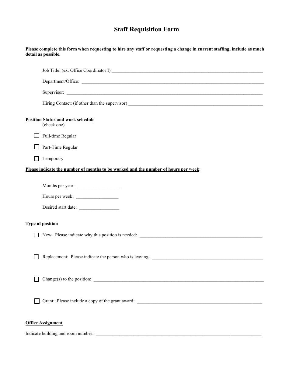 Staff Requisition Form - Lines, Page 1