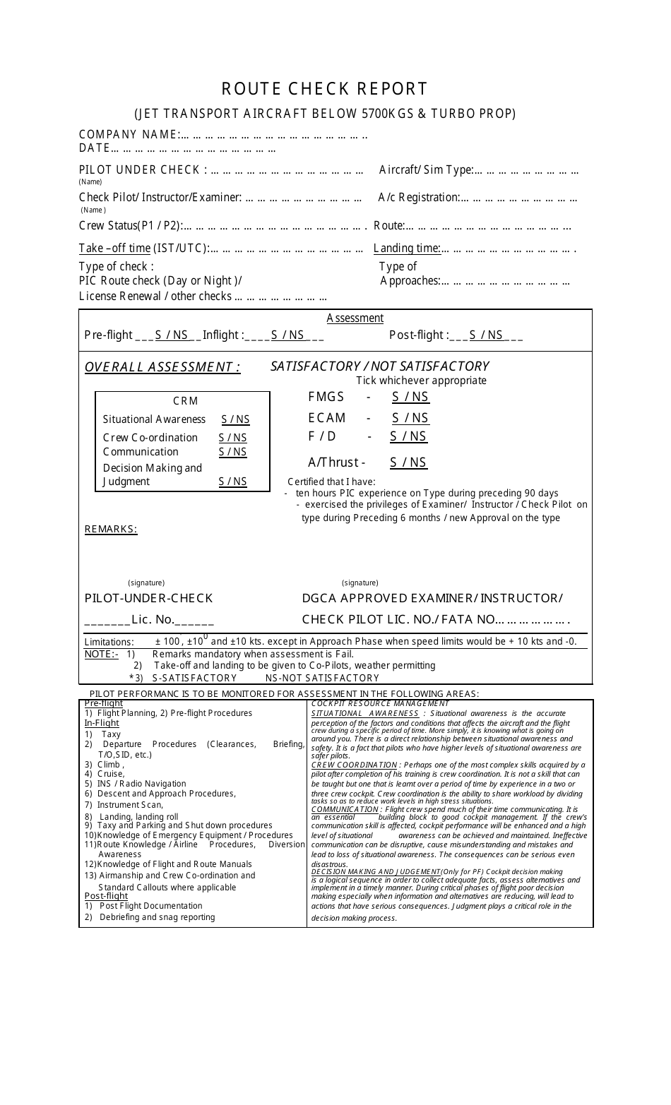 Route Check Report Form - India, Page 1