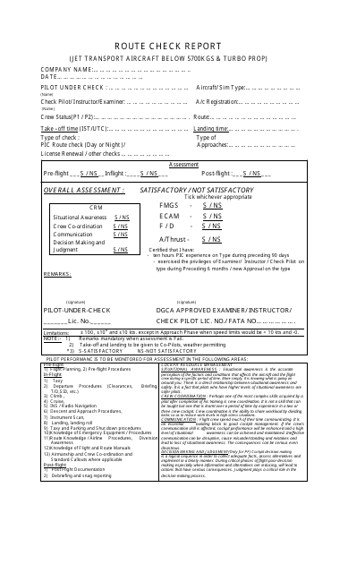 Route Check Report Form - India