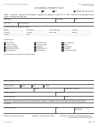 Document preview: Form DHCS4505 Ccs Medical Therapy Plan - California