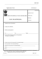 CA Form 2 Car 145 Approval Application Form - India