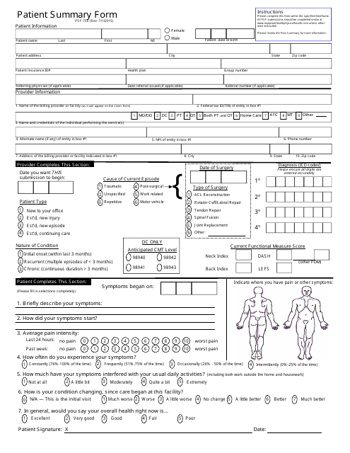 Patient Summary Form - Optum Physical Health