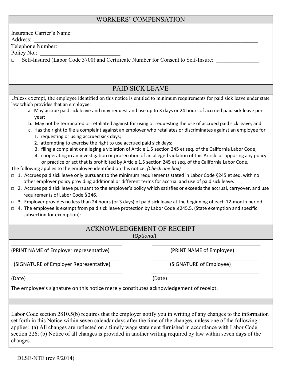 DLSE Form DLSE-NTE - Fill Out, Sign Online and Download Printable PDF ...