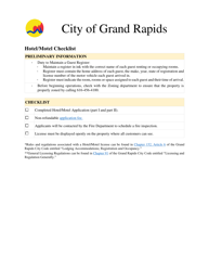 Document preview: Hotel/Motel Checklist - City of Grand Rapids, Michigan