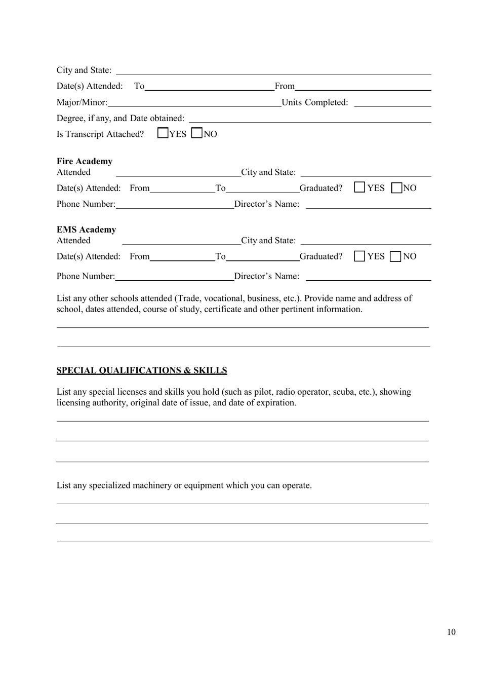 Personal History Statement - City of McAllen, Texas, Page 10