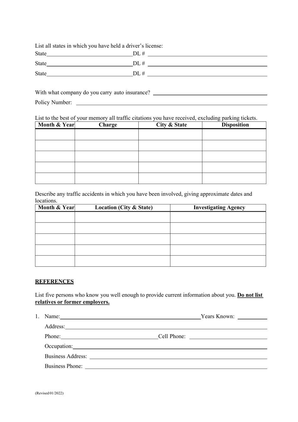 Personal History Statement - City of McAllen, Texas, Page 12