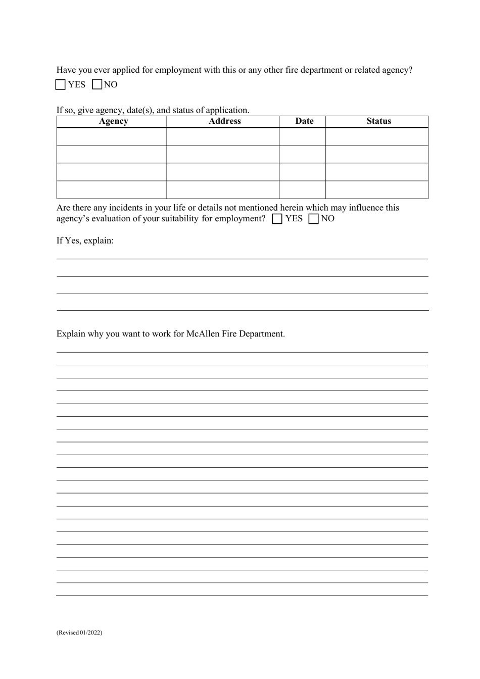 Personal History Statement - City of McAllen, Texas, Page 15