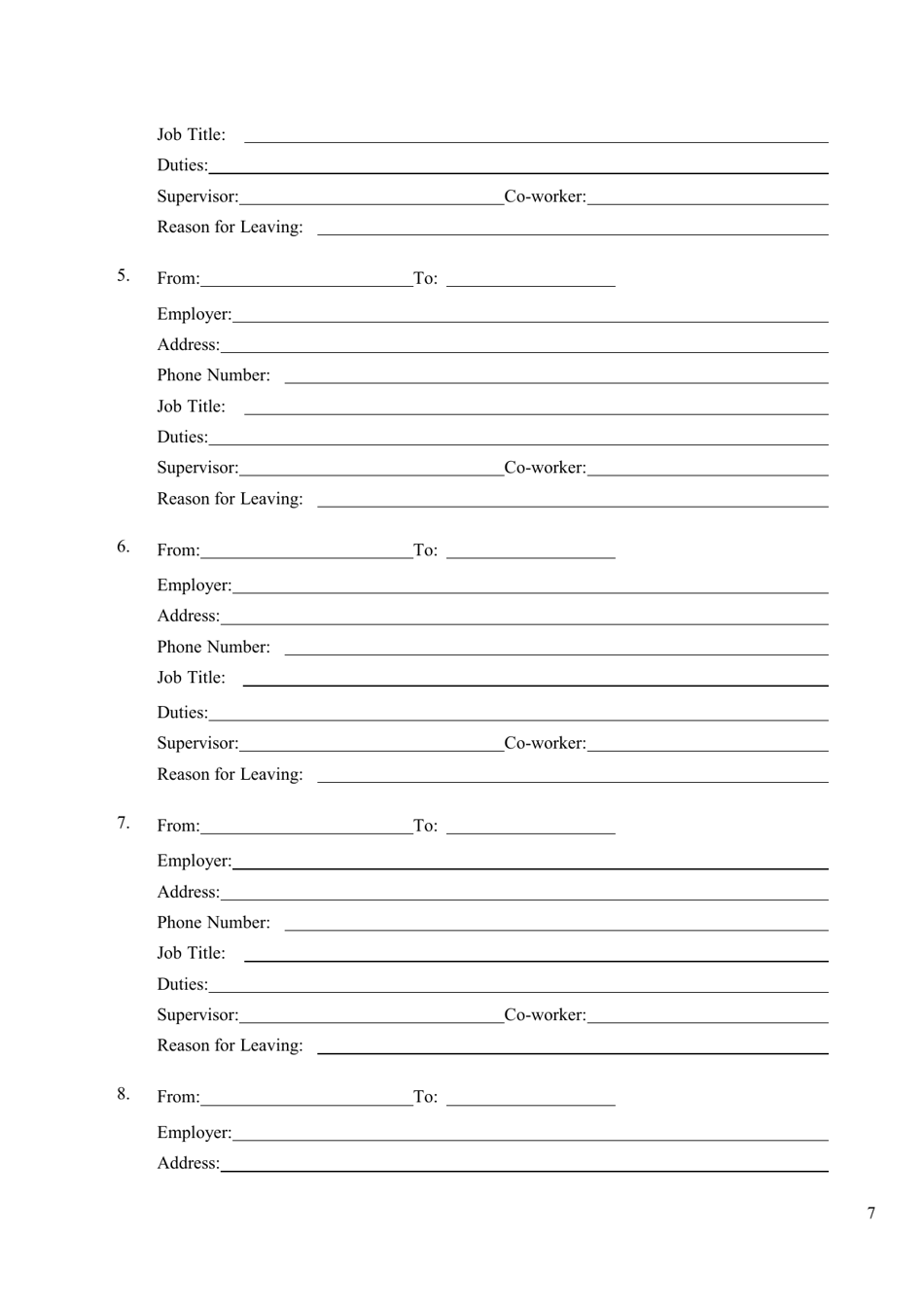 Personal History Statement - City of McAllen, Texas, Page 7