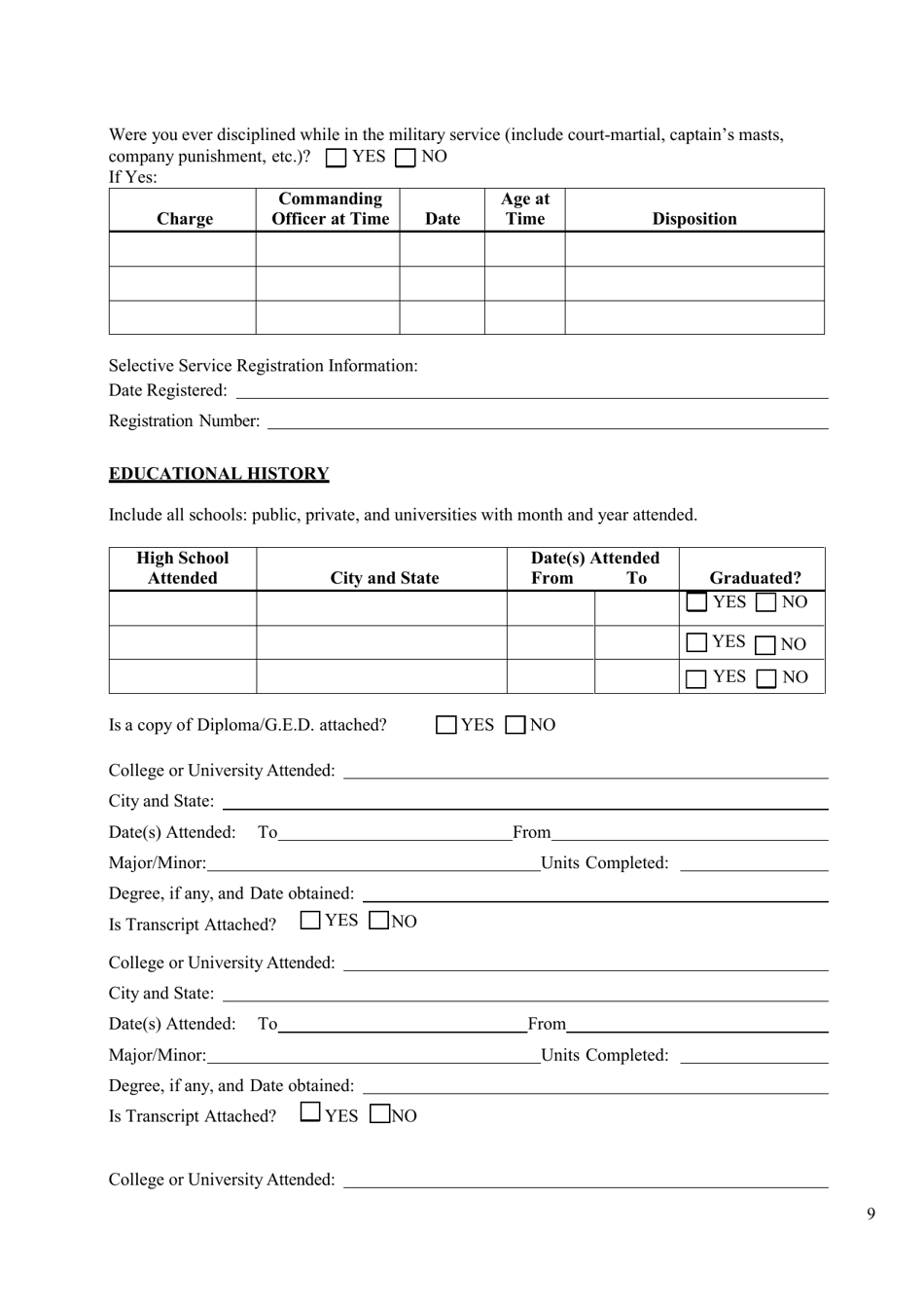 Personal History Statement - City of McAllen, Texas, Page 9