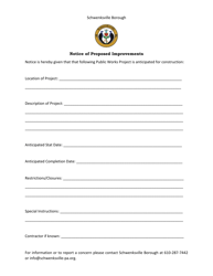 Document preview: Notice of Proposed Improvements - Schwenksville Borough, Pennsylvania