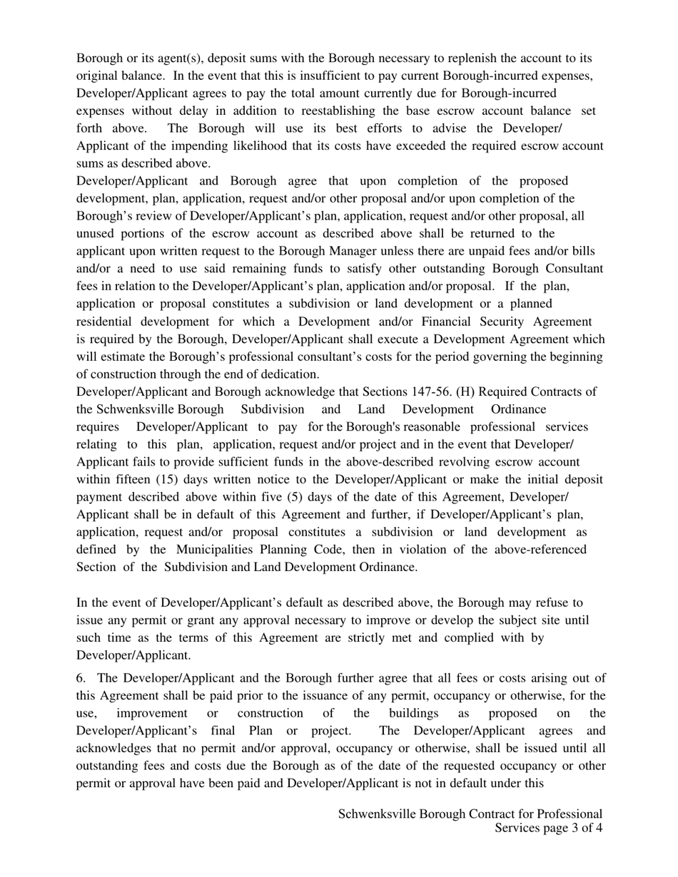 Contract for Professional Services - Schwenksville Borough, Pennsylvania, Page 3