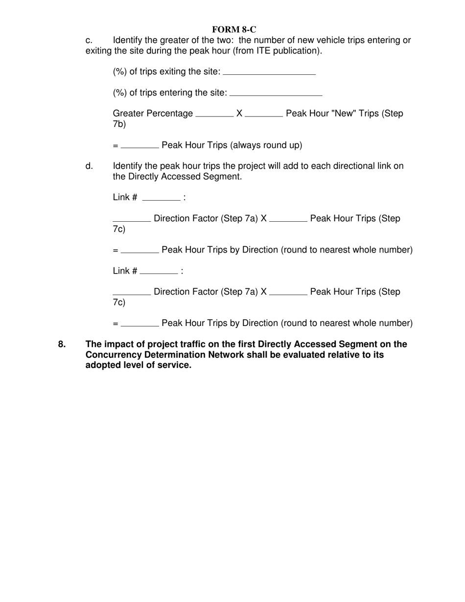 Form 8-C Worksheet for a Minor Traffic Review - Highlands County, Florida, Page 3