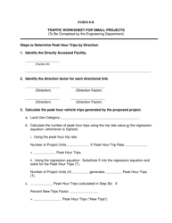 Form 8-B Traffic Worksheet for Small Projects - Highlands County, Florida