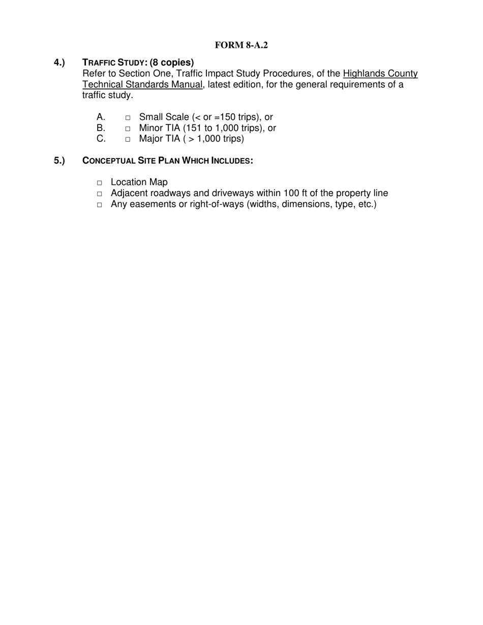 Form 8-A.2 Application for Transportation Concurrency Determination Within Adjacent Municipality Developments - Highlands County, Florida, Page 3
