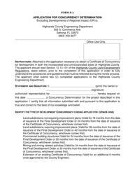 Document preview: Form 8-A Application for Concurrency Determination - Highlands County, Florida