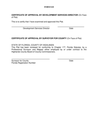 Form 8-H Certificate of Surveyor - Highlands County, Florida, Page 2
