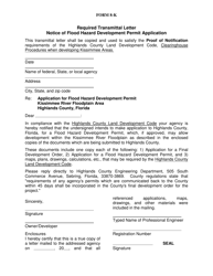 Document preview: Form 8-K Required Transmittal Letter Notice of Flood Hazard Development Permit Application - Highlands County, Florida