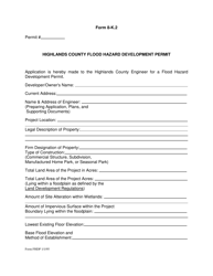 Document preview: Form 8-K.2 Highlands County Flood Hazard Development Permit - Highlands County, Florida