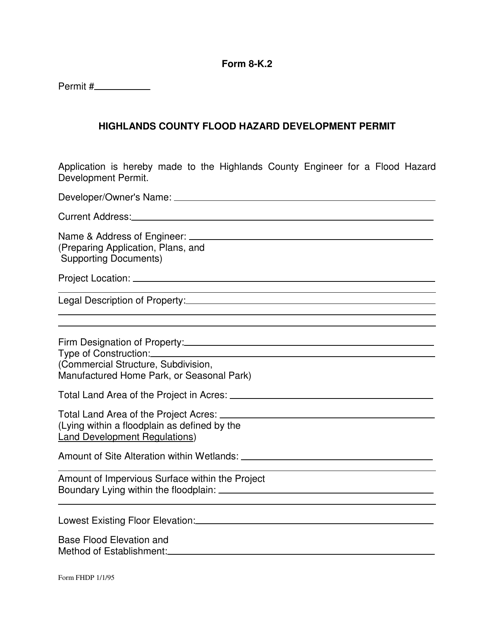 Form 8-K.2 Highlands County Flood Hazard Development Permit - Highlands County, Florida