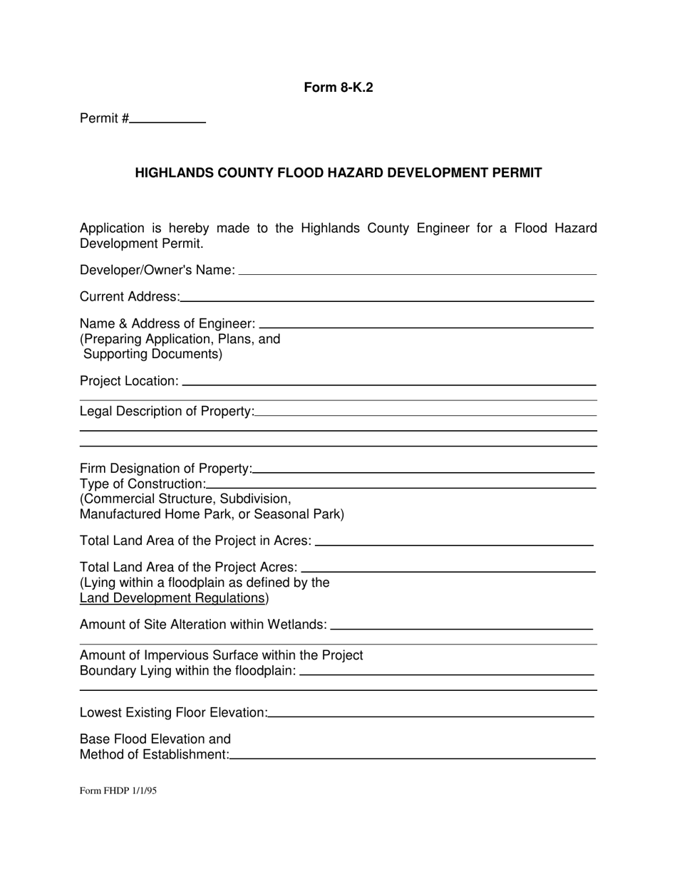 Form 8-K.2 Highlands County Flood Hazard Development Permit - Highlands County, Florida, Page 1