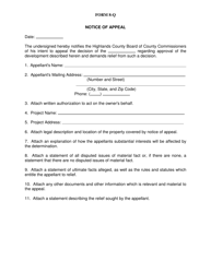 Document preview: Form 8-Q Notice of Appeal - Highlands County, Florida