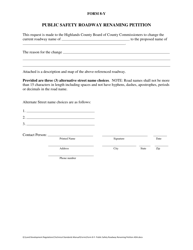 Document preview: Form 8-Y Public Safety Roadway Renaming Petition - Highlands County, Florida