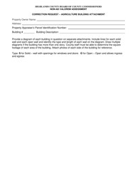 Document preview: Non-ad Valorem Assessment Correction Request - Agriculture Building Attachment - Highlands County, Florida