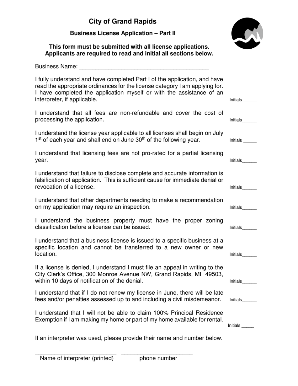 Mobile Food Vending Business License Application - City of Grand Rapids, Michigan, Page 3