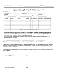 Pet Friendly Shelter Registration Form - Highlands County, Florida, Page 3