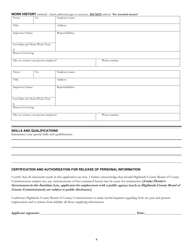 Application for at-Will Employment - Highlands County, Florida, Page 4