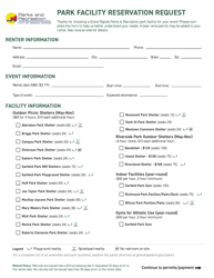 Document preview: Park Facility Reservation Request - City of Grand Rapids, Michigan