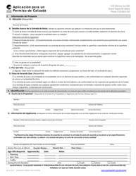 Document preview: Aplicacion Para Un Permiso De Calzada - City of Grand Rapids, Michigan (Spanish)