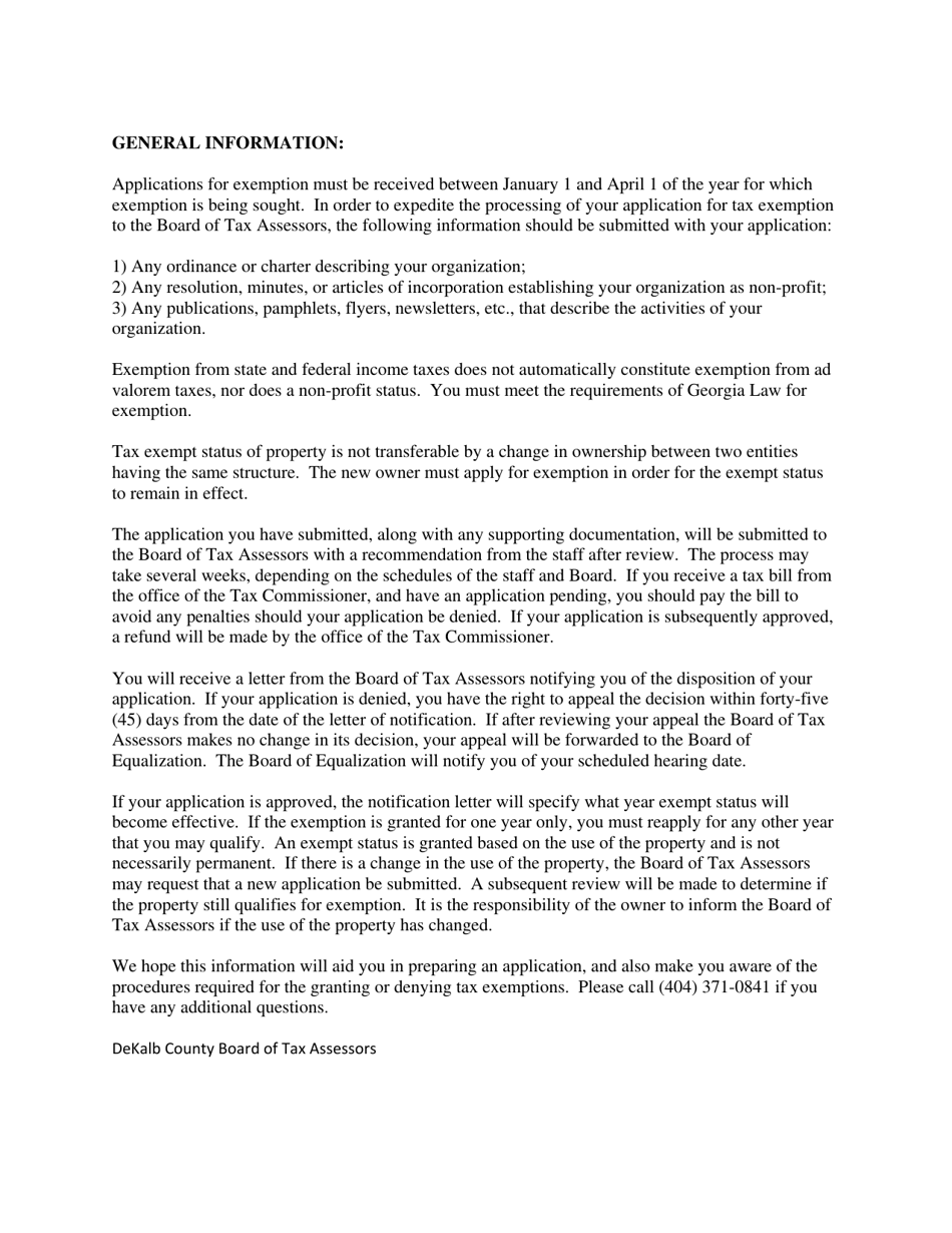 Exempt Property Application - DeKalb County, Georgia (United States), Page 2