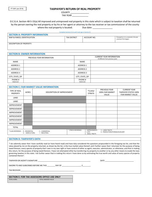 Form PT-50R Taxpayer's Return of Real Property - Georgia (United States)