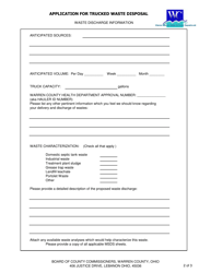 Application for Trucked Waste Disposal - Warren County, Ohio, Page 2