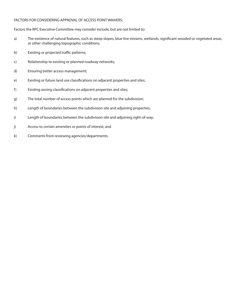 Application for Access Point Waiver Request - Warren County, Ohio, Page 2